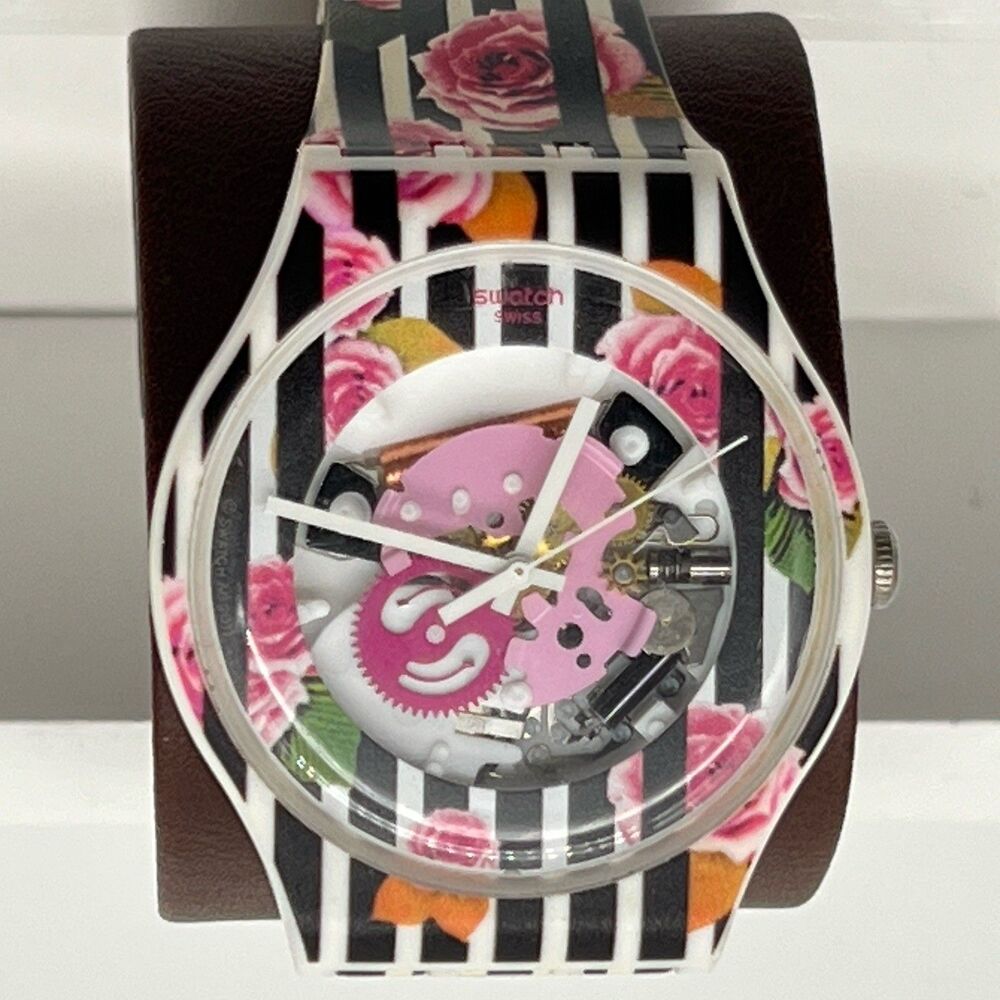 Swatch Rose Explosion SUOW110 – 41 mm – Mint   Valentine’s Gift Swiss Made
